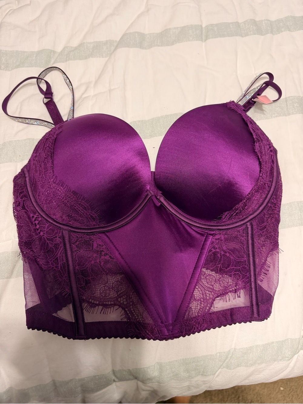 Victoria's Secret Deep Purple Longline Lace Bustier Bra